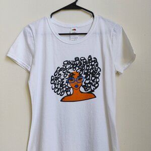 Medium afro print ladies fitted tee